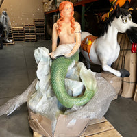 Mermaid On Rock Life Size Statue - LM Treasures 
