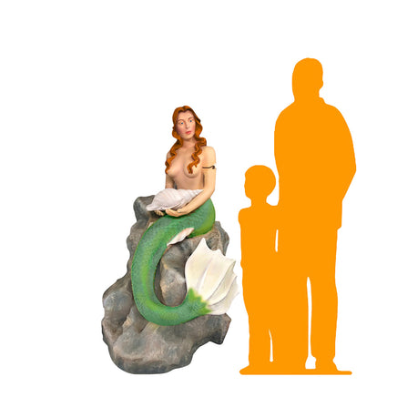Mermaid On Rock Life Size Statue - LM Treasures 