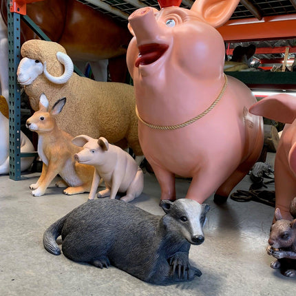 Laying Badger Life Size Statue - LM Treasures 