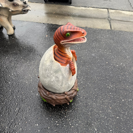Raptor Dinosaur Hatching Life Size Statue