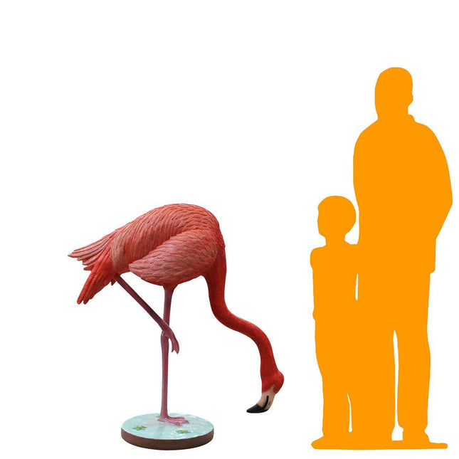 Flamingo Head Down Life Size Statue