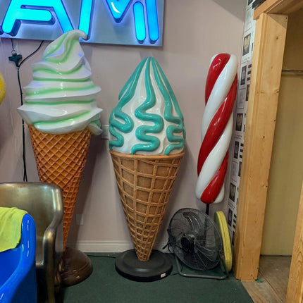 Large Plain Mint Green Soft Serve Ice Cream Statue - LM Treasures 
