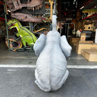 Baby Sitting Elephant Trunk Up With Tusks Statue - LM Treasures 