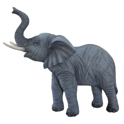 Baby Standing Elephant Trunk Up With Tusk Statue - LM Treasures 