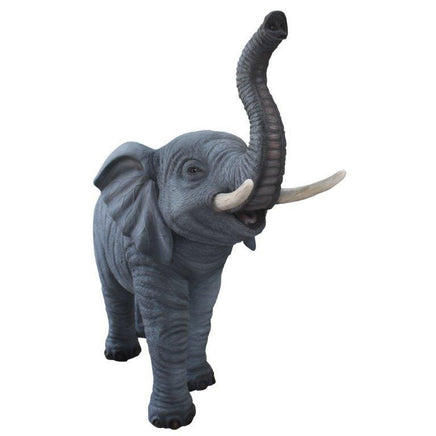 Baby Standing Elephant Trunk Up With Tusk Statue - LM Treasures 