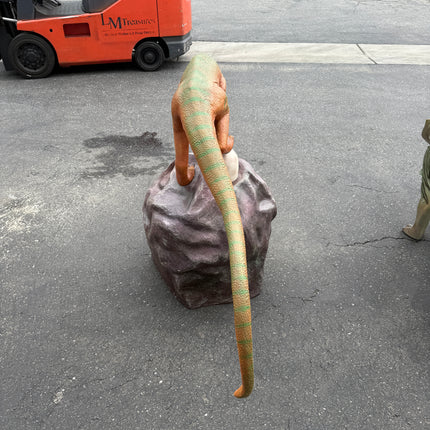 Compsognathus Dinosaur On Rock Life Size Statue