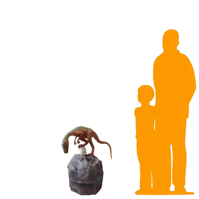 Compsognathus Dinosaur On Rock Life Size Statue LM Treasures - PT