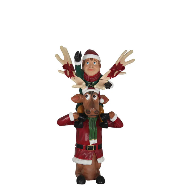 Elf Babbo on Funny Reindeer Statue LM Treasures - PT