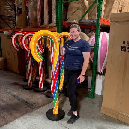 Large Rainbow Candy Cane Over Sized Statue - LM Treasures 