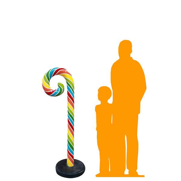 Large Rainbow Swirl Candy Cane Over Sized Statue - LM Treasures 