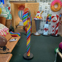 Large Rainbow Swirl Candy Cane Over Sized Statue - LM Treasures 