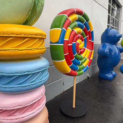 Large Rainbow Twirl Lollipop Over Sized Statue