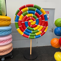 Large Rainbow Twirl Lollipop Over Sized Statue