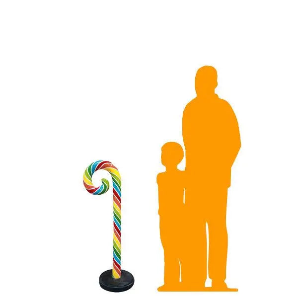 Small Rainbow Swirl Candy Cane Over Sized Statue LM Treasures - PT