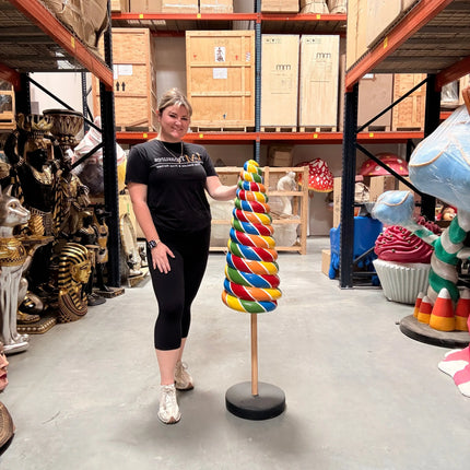 Small Rainbow Cone Lollipop Over Sized Statue
