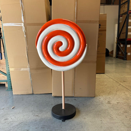 Small Orange Twirl Lollipop Over Sized Statue