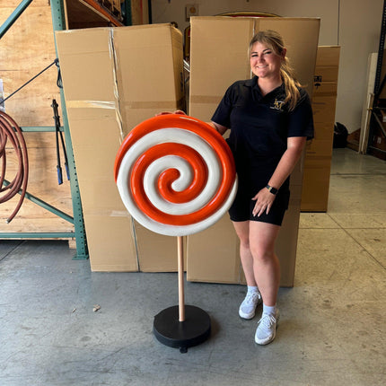Small Orange Twirl Lollipop Over Sized Statue