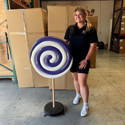 Small Purple Twirl Lollipop Over Sized Statue