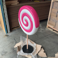 Small Dark Pink Twirl Lollipop Over Sized Statue - LM Treasures 