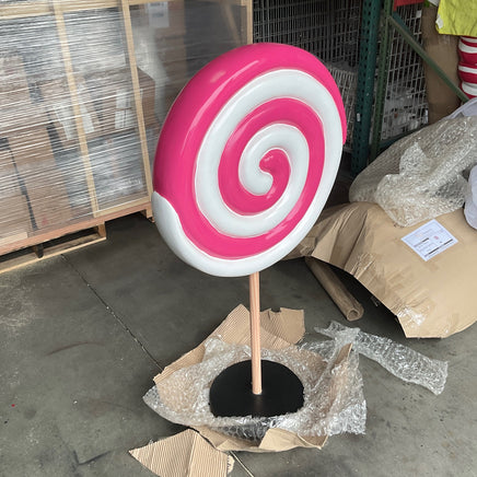 Small Dark Pink Twirl Lollipop Over Sized Statue - LM Treasures 