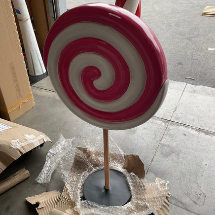 Small Dark Pink Twirl Lollipop Over Sized Statue - LM Treasures 