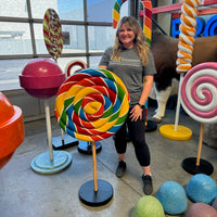 Small Rainbow Twirl Lollipop Over Sized Statue