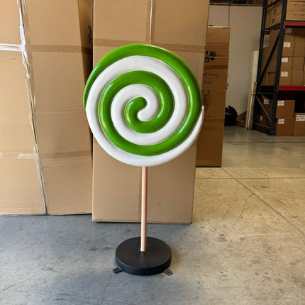 Small Green Twirl Lollipop Over Sized Statue