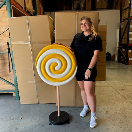 Small Yellow Twirl Lollipop Over Sized Statue