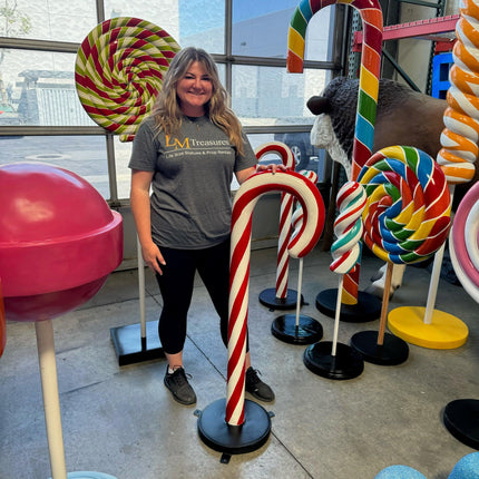 Small Peppermint Candy Cane Over Sized Statue - LM Treasures 