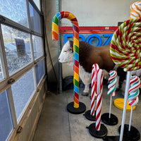 Large Rainbow Candy Cane Over Sized Statue