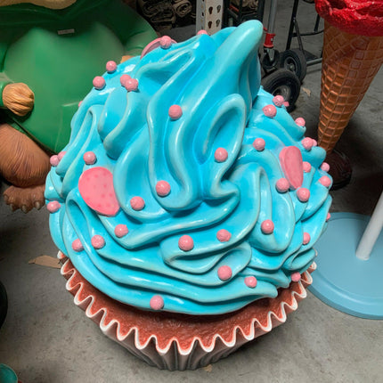 Blue Frosting Vanilla Cupcake Over Sized Statue - LM Treasures 