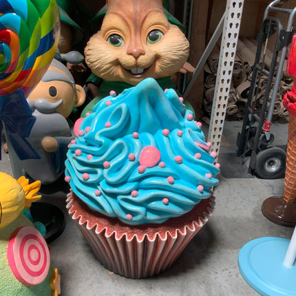 Blue Frosting Vanilla Cupcake Over Sized Statue - LM Treasures 