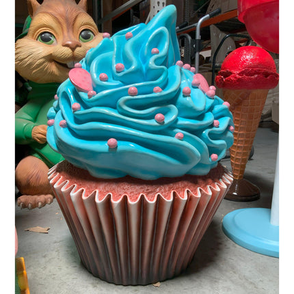 Blue Frosting Vanilla Cupcake Over Sized Statue - LM Treasures 
