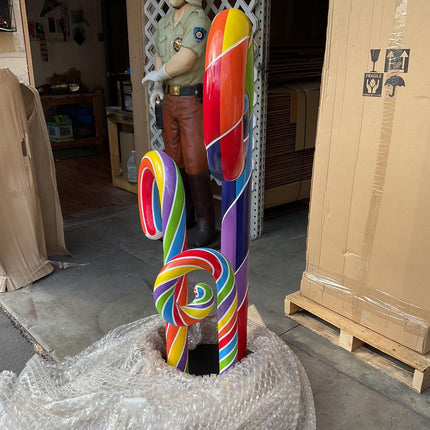 Rainbow Swirl Candy Cane Trio Over Sized Statue - LM Treasures 