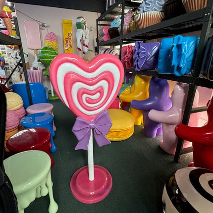 Pink Heart Lollipop Over Sized Statue - LM Treasures 