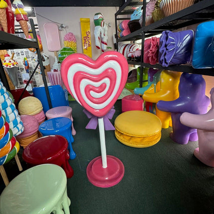 Pink Heart Lollipop Over Sized Statue - LM Treasures 