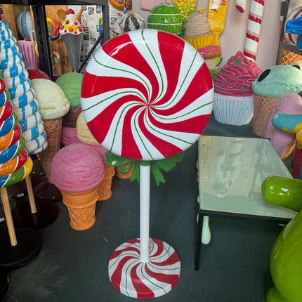 Peppermint Swirl Lollipop With Bow Over Sized Statue - LM Treasures 