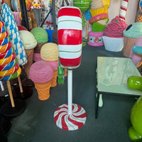 Peppermint Swirl Lollipop With Bow Over Sized Statue - LM Treasures 