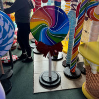 Rainbow Swirl Lollipop With Bow Over Sized Statue