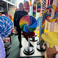 Rainbow Swirl Lollipop With Bow Over Sized Statue - LM Treasures 