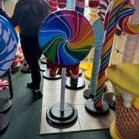 Rainbow Swirl Lollipop With Bow Over Sized Statue - LM Treasures 