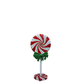 Peppermint Swirl Lollipop With Bow Over Sized Statue - LM Treasures 