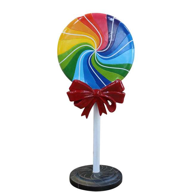 Large Rainbow Swirl Lollipop With Bow Over Sized Statue LM Treasures - PT