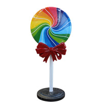 Large Rainbow Swirl Lollipop With Bow Over Sized Statue - LM Treasures 