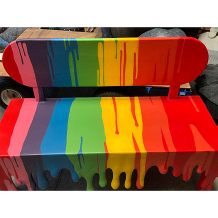 Rainbow Melting Drip Bench Exclusive Life Size Statue - LM Treasures 