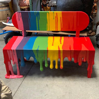 Rainbow Melting Drip Bench Exclusive Life Size Statue - LM Treasures 