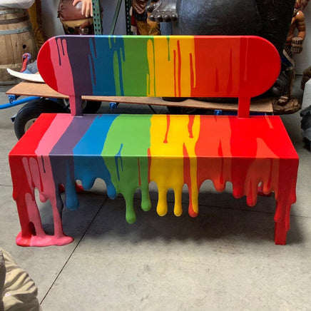 Rainbow Melting Drip Bench Exclusive Life Size Statue - LM Treasures 