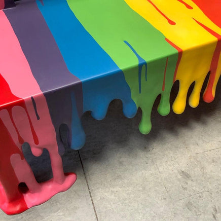 Rainbow Melting Drip Bench Exclusive Life Size Statue - LM Treasures 