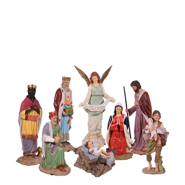 Nativity Set of 8 Life Size Resin Christmas Statues LM Treasures - H