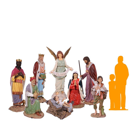 Nativity Set of 8 Life Size Resin Christmas Statues - LM Treasures 